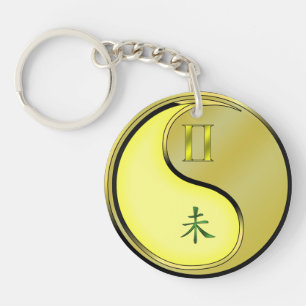 Gemini & Metal Goat Key Ring