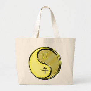 Gemini & Metal Horse Large Tote Bag
