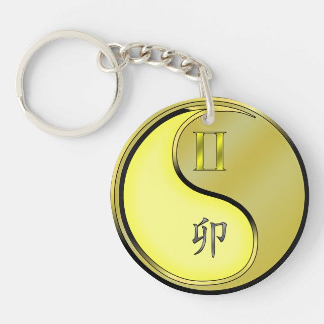Gemini & Metal Rabbit Key Ring (Front)