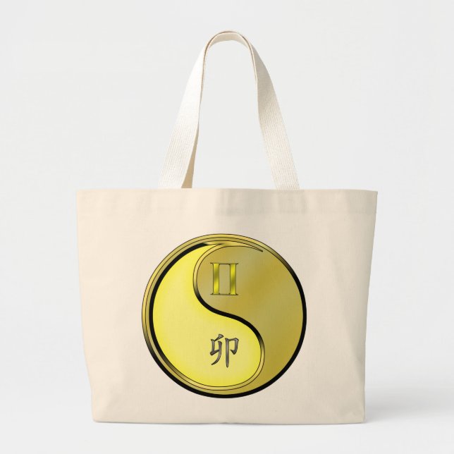 Gemini & Metal Rabbit Large Tote Bag (Front)