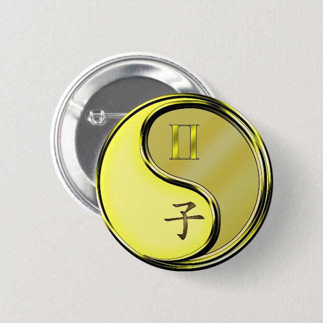 Gemini & Metal Rat 6 Cm Round Badge (Front & Back)