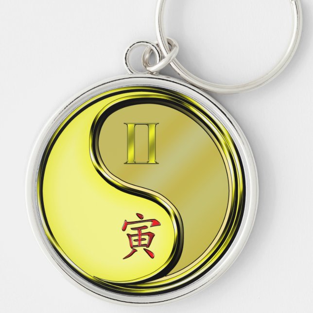 Gemini & Metal Tiger Key Ring (Front)