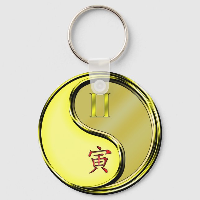 Gemini & Metal Tiger Key Ring (Front)