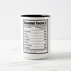 Gemini Nutrition Facts    Two-Tone Coffee Mug