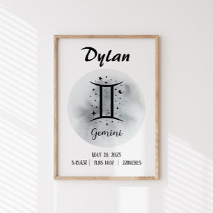 Gemini Personalised Zodiac Custom name Poster