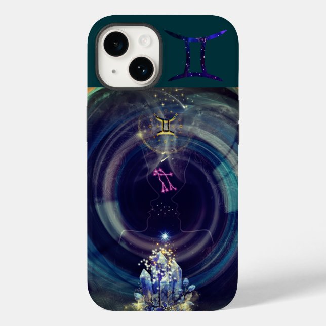 Gemini Phone Case, blue Case-Mate iPhone Case (Back)