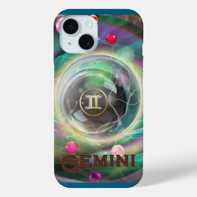 Gemini Phone Case, teal Case-Mate iPhone Case (Back)