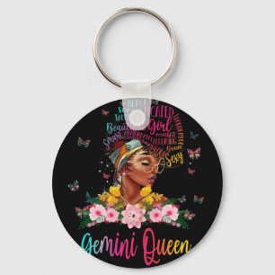Gemini Queen Black Women Persistent Beautiful Key Ring
