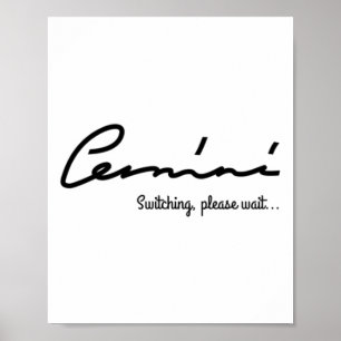 Gemini Quirky Tee. Sticker  Poster