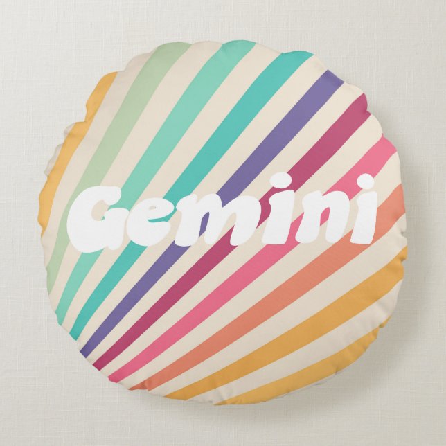 Gemini Rainbow  Round Cushion (Front)