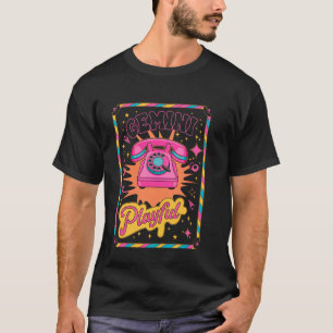 Gemini Retro Playful Boho Phone Zodiac Sign Art T-Shirt