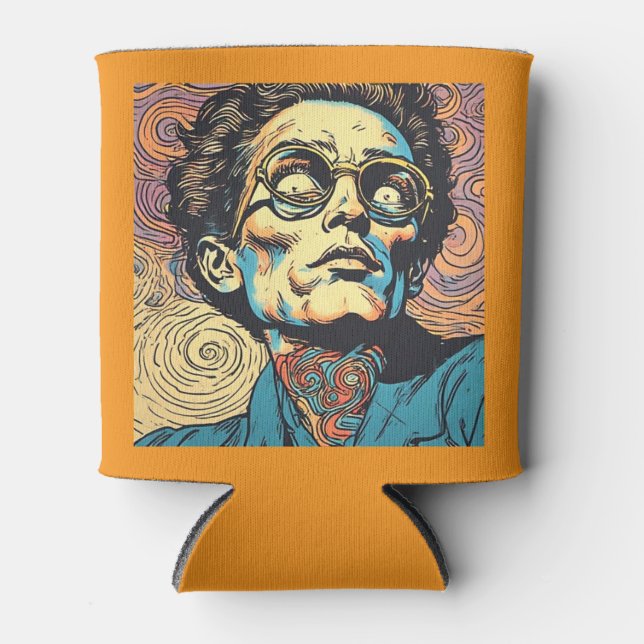 Gemini said Psychedelic Comic Man Headshot Custom  Can Cooler (Front)