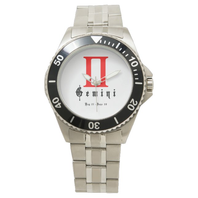 Gemini Sign Astrology Zodiac Watch (Front)