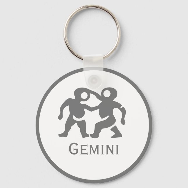 Gemini Sign of the Zodiac Design Key Ring (Front)