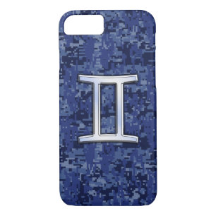 Gemini Sign on Navy Blue Digital Camouflage iPhone 8/7 Case