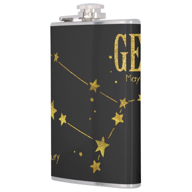 Gemini Star Sign Hip Flask (Left)