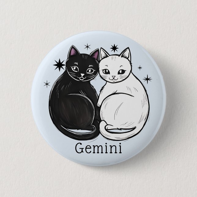 Gemini star sign the twins zodiac star 6 cm round badge (Front)