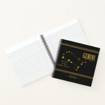 Gemini Star Zodiac Sign Notebook