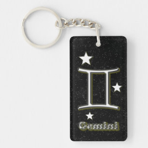 Gemini symbol key ring
