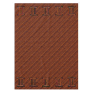 Gemini Symbol on Brown Mahogany like print Tablecloth