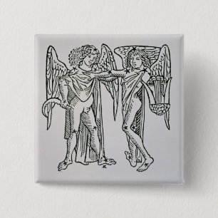 Gemini (the Twins) an illustration from the 'Poeti 15 Cm Square Badge