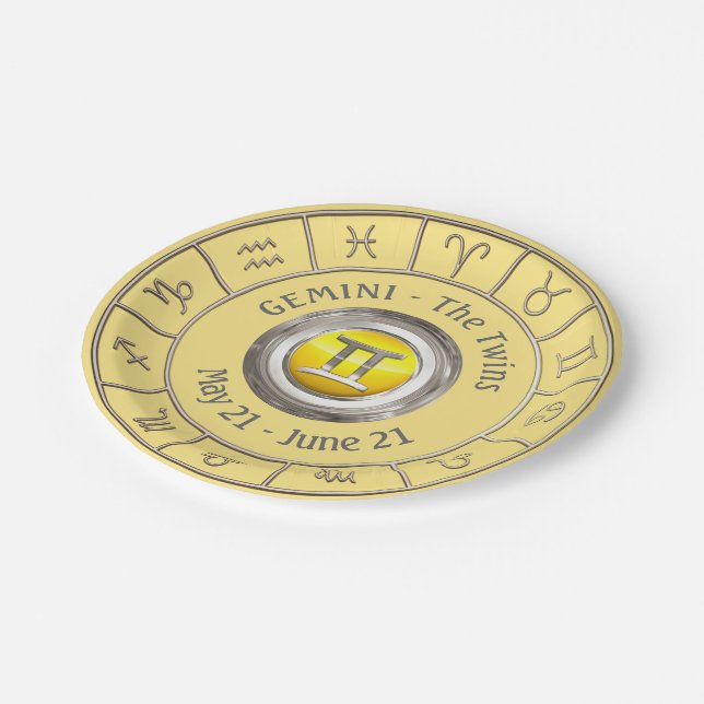 Gemini - The Twins Astrological Sign Paper Plate (Angled)