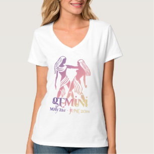 Gemini the Twins Astrology Zodiac Purple & Pink T-Shirt
