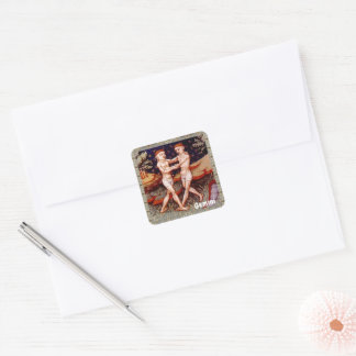 Gemini the Twins Zodiac Sign Birthday Party Square Sticker