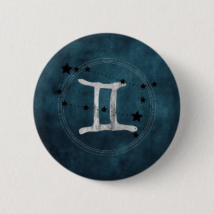Gemini the Twins zodiac sign constellation stars 6 Cm Round Badge