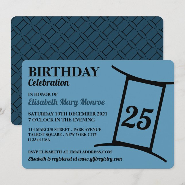 Gemini, The Twins, Zodiac Star Sign, Birthday Invitation (Front/Back)