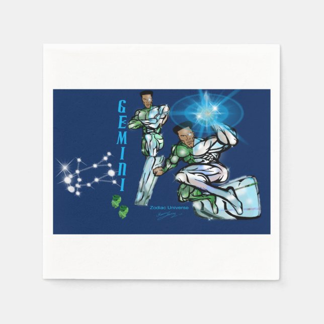 Gemini Theme birthday party favour Paper Napkin (Front)
