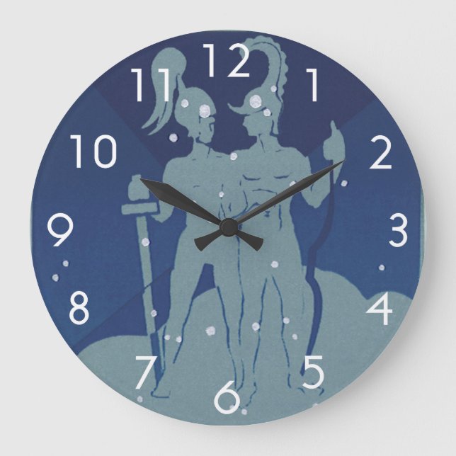 Gemini Twin Constellation Vintage Zodiac Astrology Large Clock (Front)