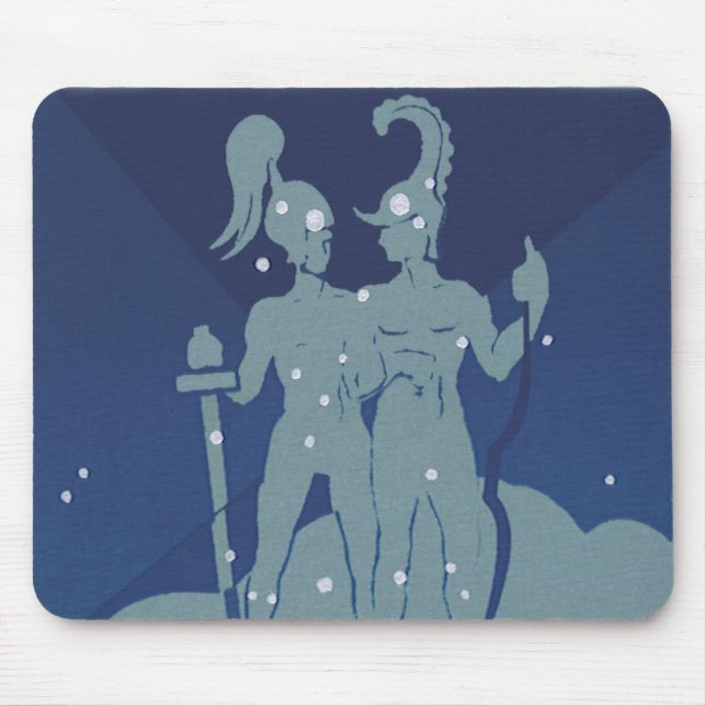 Gemini Twin Constellation Vintage Zodiac Astrology Mouse Mat (Front)