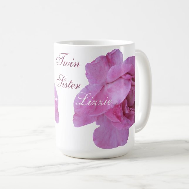 Gemini Twin sisters hot pink rose mug by Berglind  (Front Right)