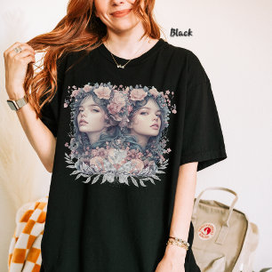 Gemini Twin Women, Zodiac Astrology, Floral T-Shirt