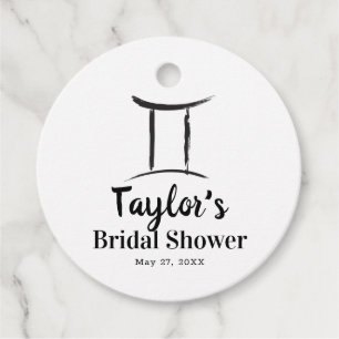 GEMINI Twins Astrology Zodiac Bridal Shower Favour Tags
