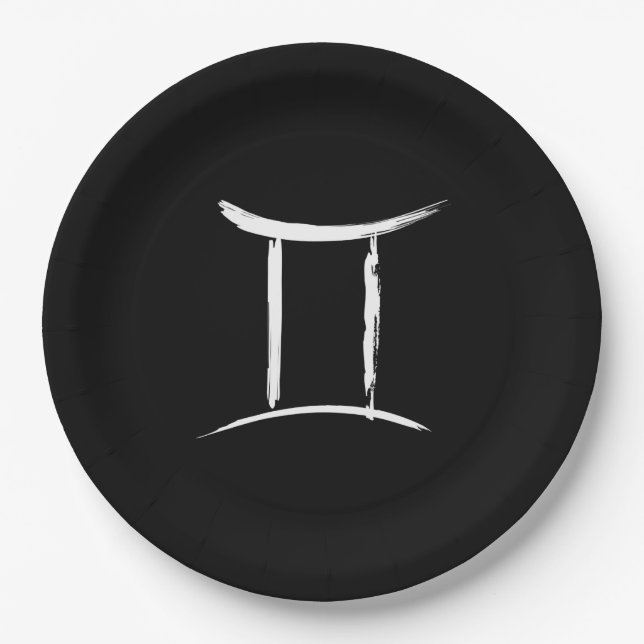GEMINI Twins May June Zodiac Astrology Birthday Paper Plate (Front)
