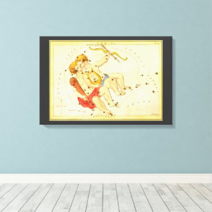 Gemini Twins Vintage Constellation Urania's Mirror Canvas Print