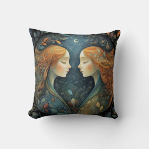 Gemini Twins Zodiac Astrology Mystical Birthday Cushion