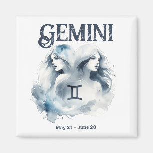 Gemini Twins Zodiac Sign Custom Birth Date Magnet