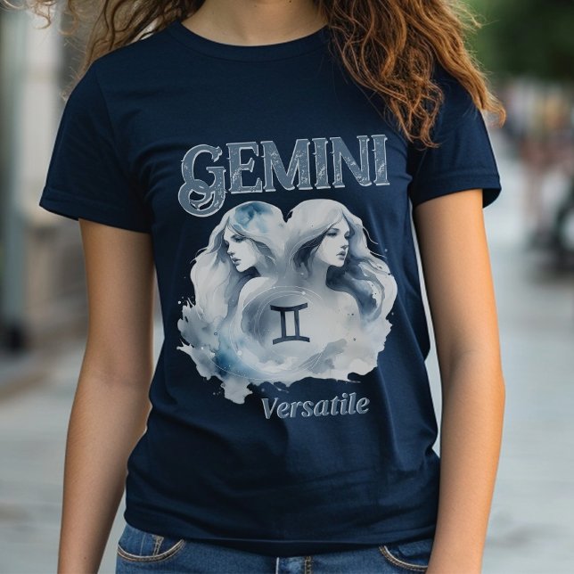 Gemini Versatile Watercolor Twins Zodiac Sign T-Shirt (Gemini Zodiac-Themed Party Suite - Coordinate Every Detail from Invites to Gifts and Decor!)