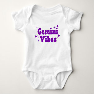 Gemini Vibes Zodiac Astrology Purple Stars Baby Bodysuit