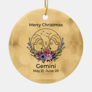 Gemini Vintage Inspired Christmas Ornament