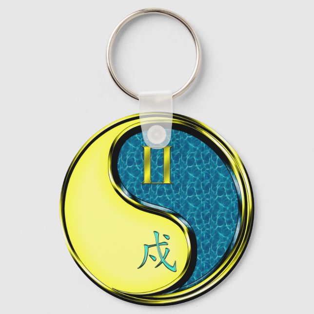Gemini & Water Dog Key Ring (Front)