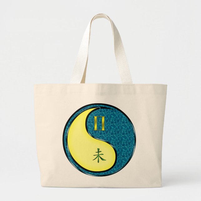 Gemini & Water Goat Large Tote Bag (Front)