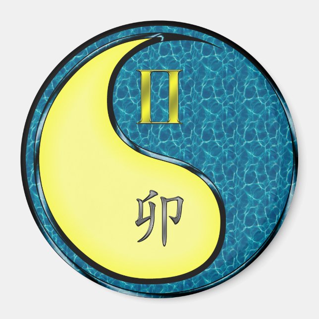 Gemini & Water Rabbit Magnet (Front)