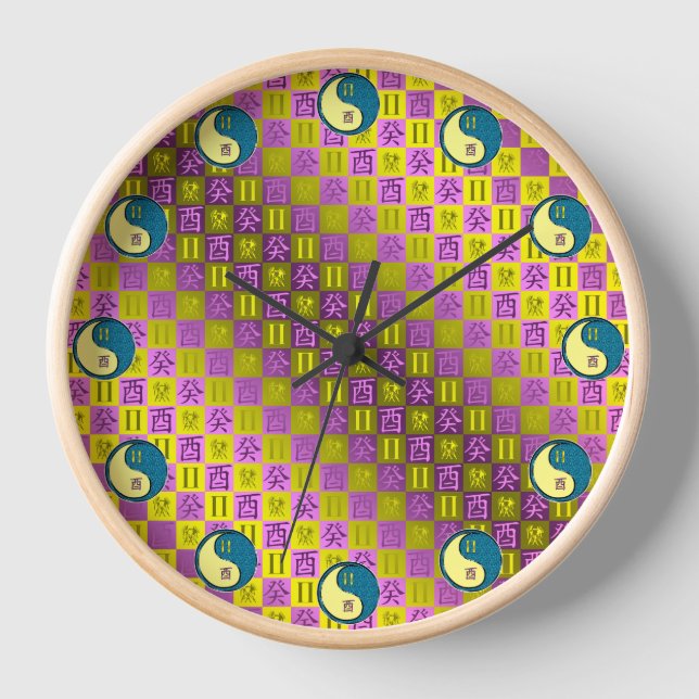 Gemini & Water Rooster Clock (Front)