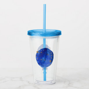 Gemini Watercolor Night Sky Constellation Zodiac Acrylic Tumbler
