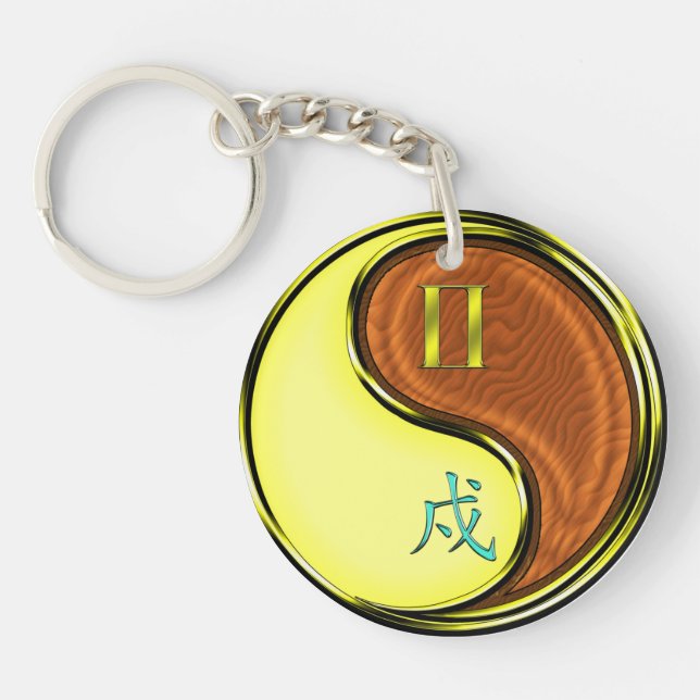 Gemini & Wood Dog Key Ring (Front)