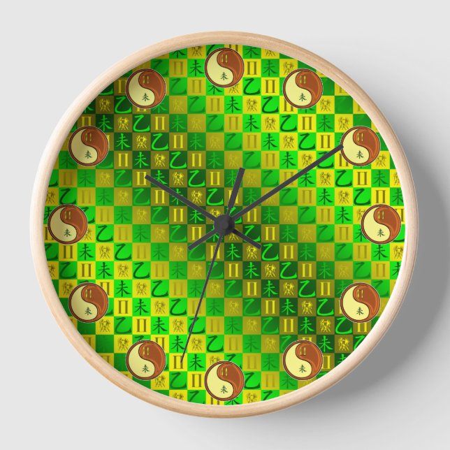 Gemini & Wood Goat Clock (Front)